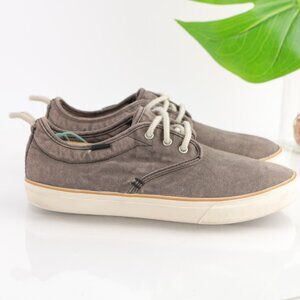 Sanuk Mens Guide Plus Casual Shoe Size 7 Gray Washed Canvas LaceUp Retro Sneaker